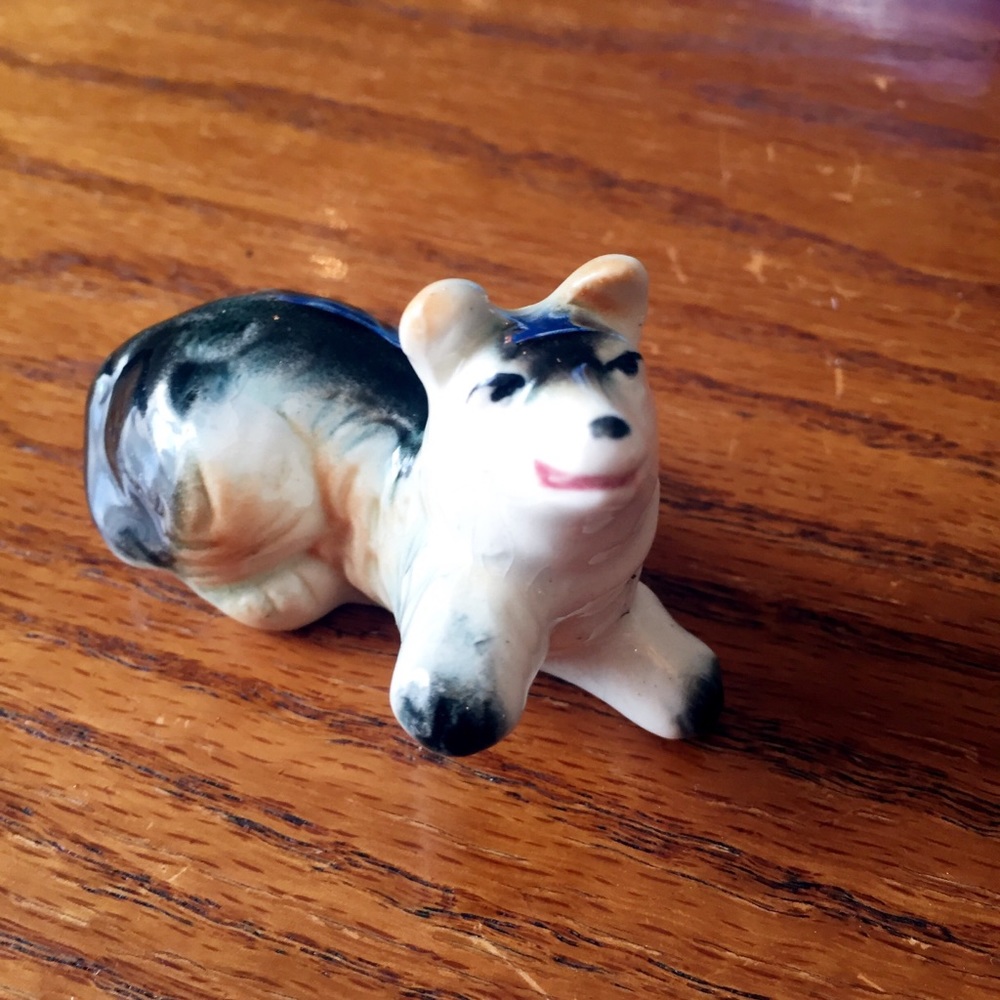 Vintage Japanese Ceramic Porcelain Dog Puppy